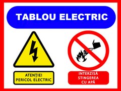 Placuta pentru tablou electric atentie pericol electric interzisa stingerea cu apa